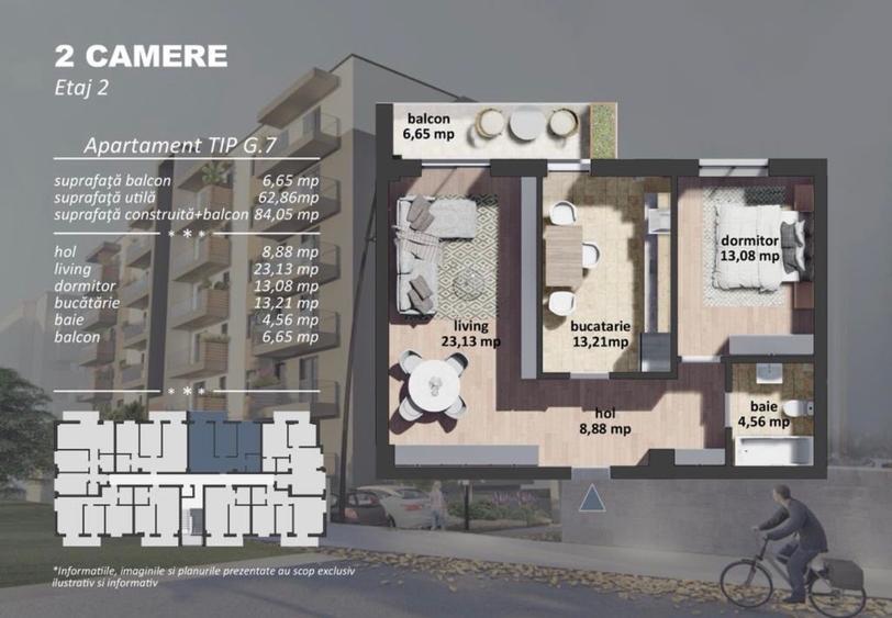 Apartament cu 2 camere decomandat în Brâncoveanu