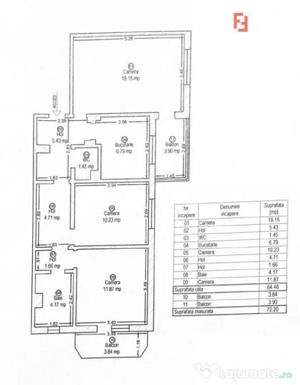 Apartament cu 3 camere decomandat în Freidorf