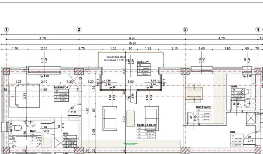 Apartament cu 3 camere în Borhanci