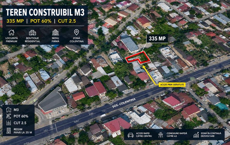 Teren Construcții intravilan de 335 mp, în Colentina