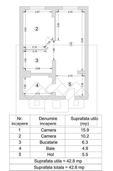 Apartament cu 2 camere decomandat în Broscărie