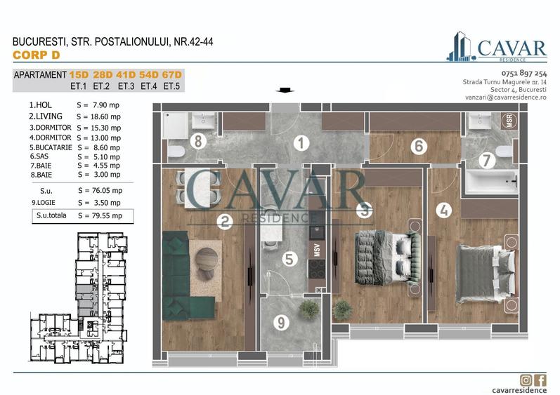 Apartament 3 Camere 2 Bai Decomandat Proiect Finalizat - 15