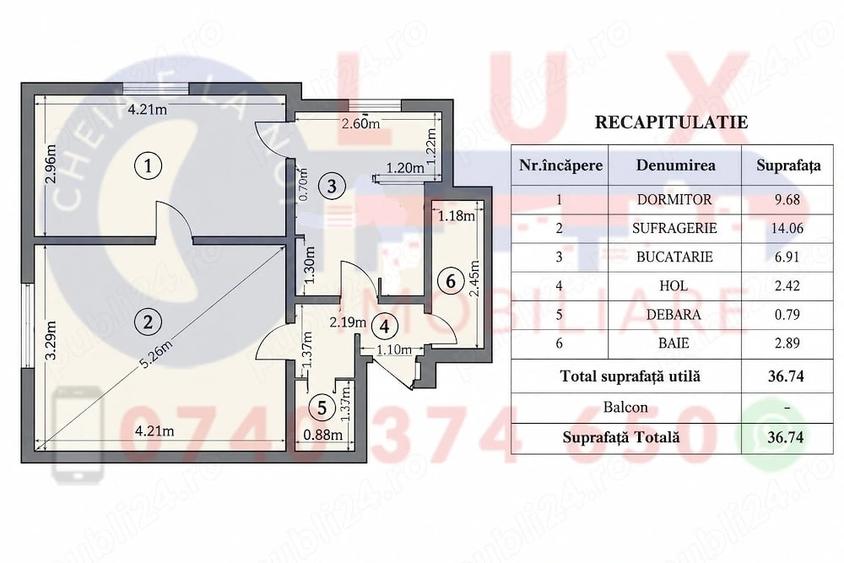 Apartament cu 2 camere semidecomandat în Neptun