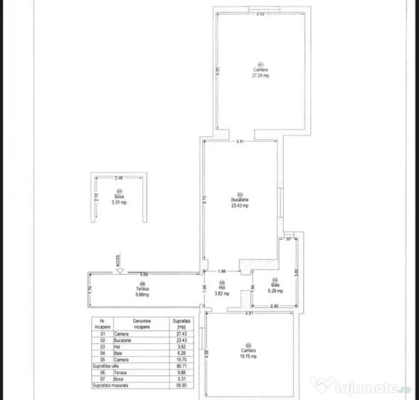 Apartament cu 3 camere decomandat în Central