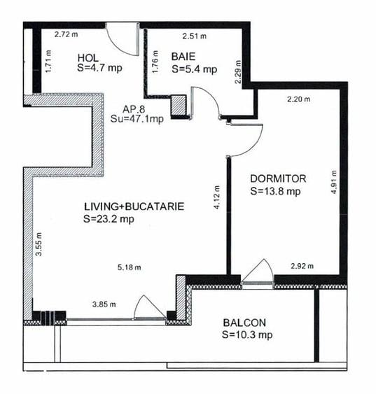 Apartament cu 2 camere în Turnișor