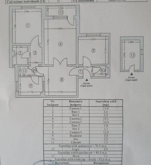 Apartament cu 4 camere decomandat în Nord