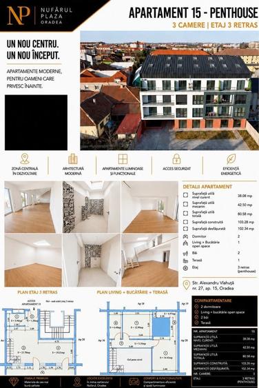 Apartament cu 3 camere semidecomandat în Nufărul