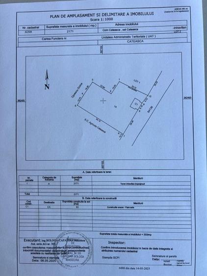 Teren Construcții intravilan de 2171 mp, în Căteasca