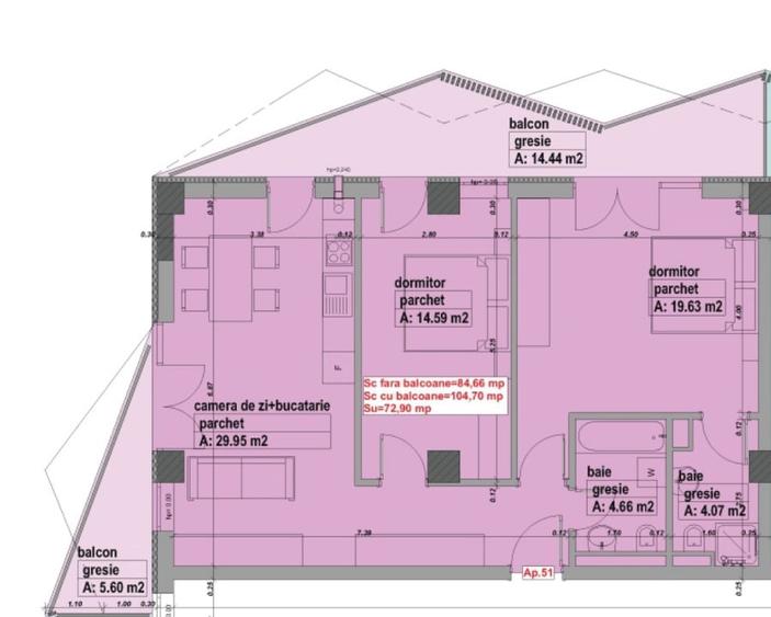 Apartament cu 3 camere decomandat în Progresul