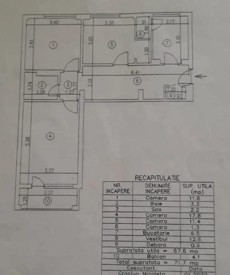 Apartament cu 3 camere decomandat în 1 Decembrie 1918