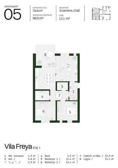 Apartament cu 2 camere în Paleu