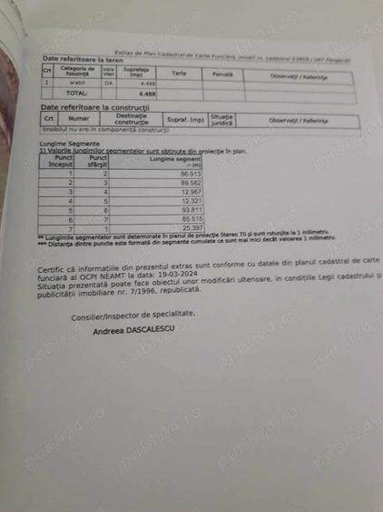 Teren de 4488 mp, în Pângărați