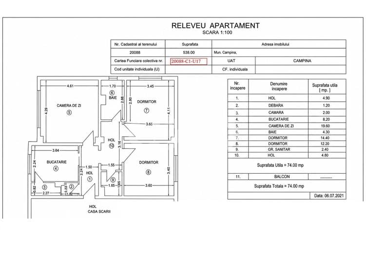 Apartament cu 3 camere decomandat, mobilat în Câmpina