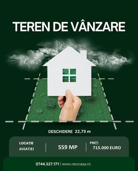 Teren Construcții intravilan de 559 mp, în Aviației