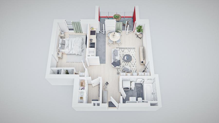 Apartament cu 2 camere semidecomandat în Tipografilor