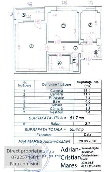 Apartament cu 2 camere decomandat în Chișinau