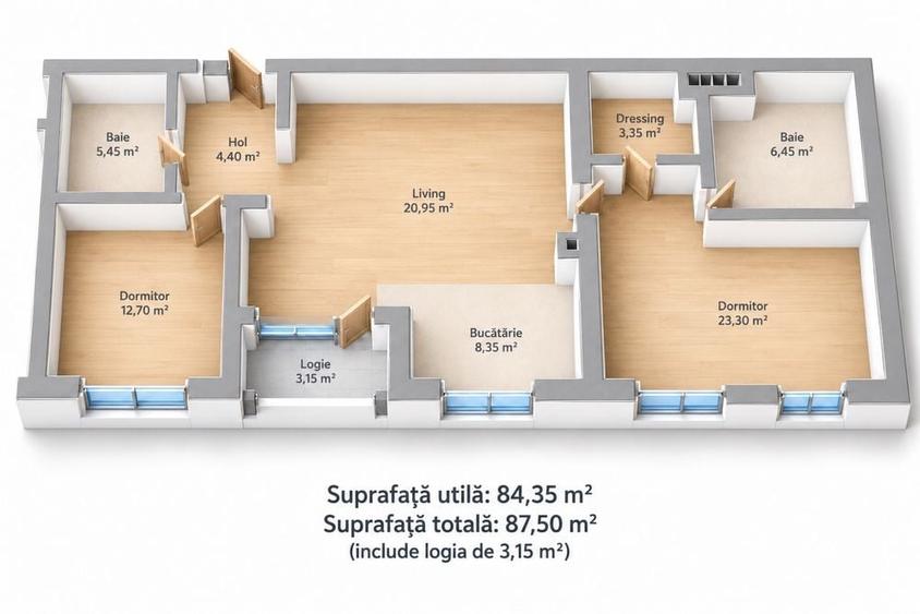 Apartament cu 2 camere decomandat în Albert