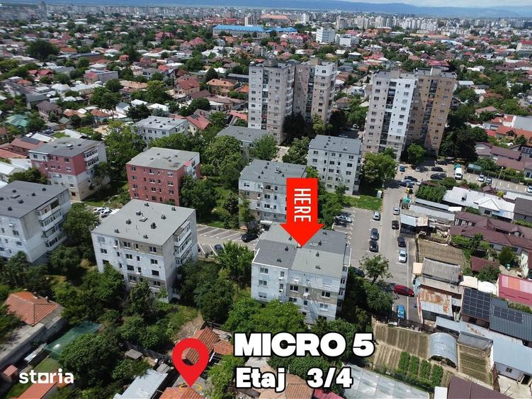 Apartament cu 3 camere decomandat în Micro 5