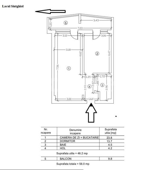 Apartament cu 2 camere în Nord