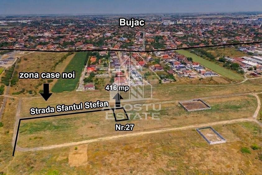 Teren Construcții intravilan de 416 mp, în Bujac