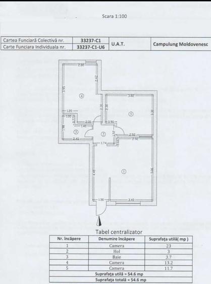 Apartament cu 3 camere semidecomandat în Central