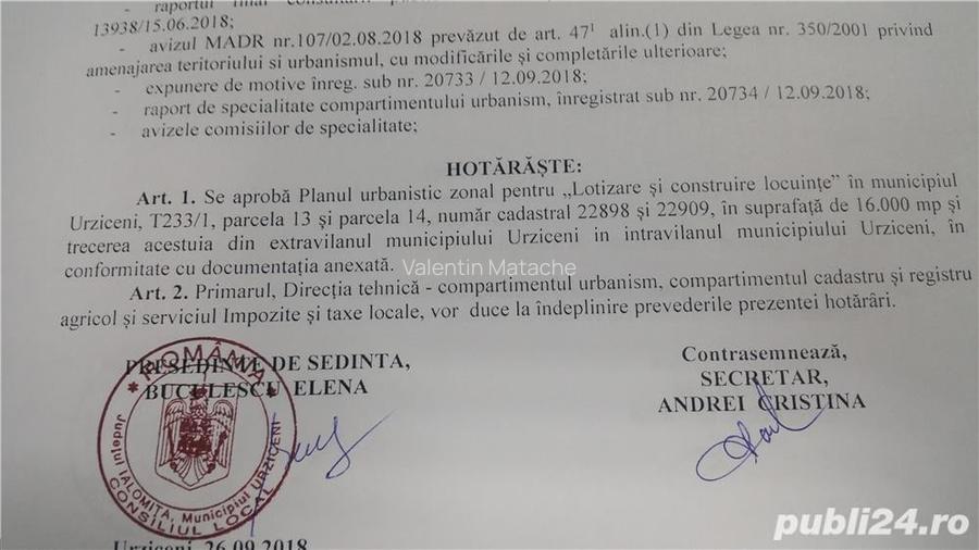 .Urziceni,loc de casa , INTRAVILAN , 500 - 900 mp lot.20-34 euro mp.Utilitati.