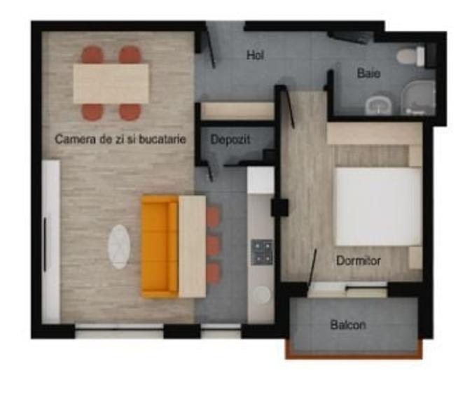 Apartament cu 2 camere semidecomandat în Florești