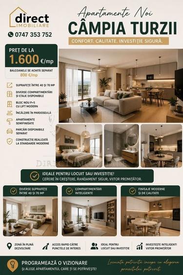 Apartament cu 3 camere semidecomandat în Est