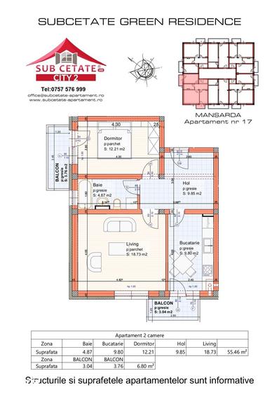 Apartament cu 2 camere în Sânpetru