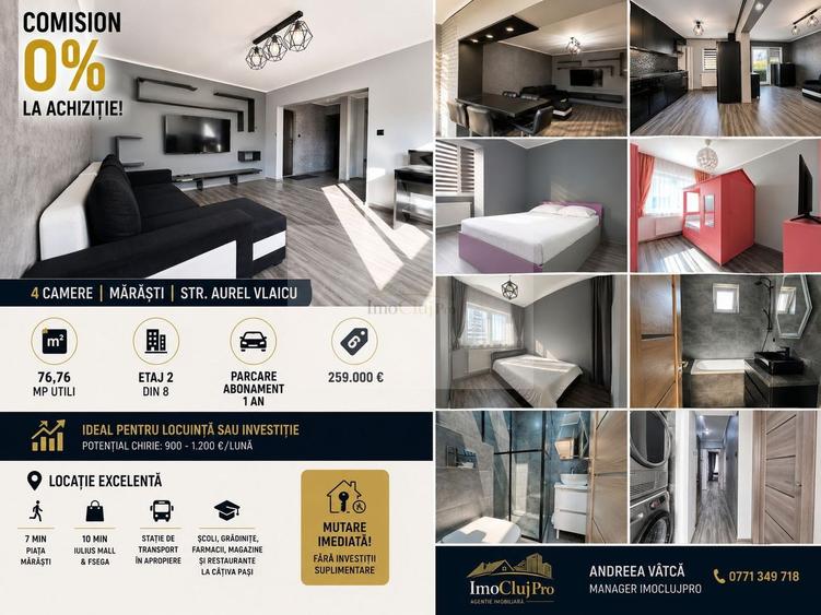 Apartament cu 4 camere semidecomandat, mobilat în Mărăști — fotografia 1