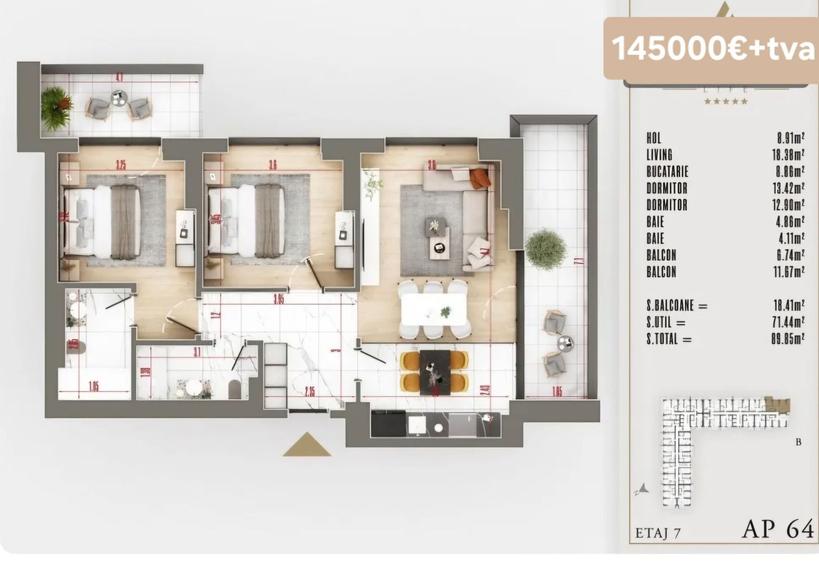 Apartament cu 3 camere semidecomandat în Theodor Pallady