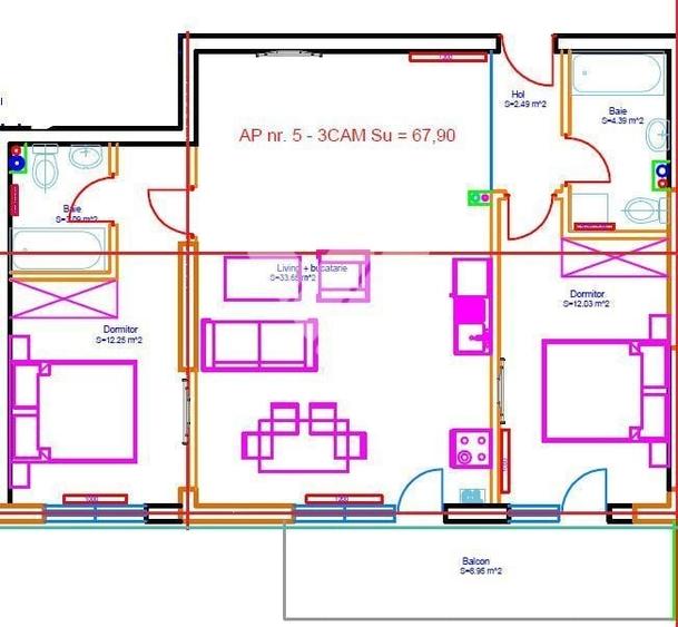Apartament cu 3 camere în Mihai Viteazul