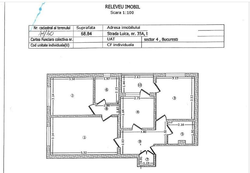 Apartament cu 3 camere semidecomandat în Berceni