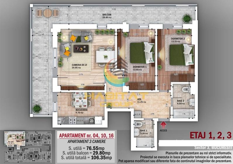 Apartament cu 3 camere decomandat în Nicolae Grigorescu