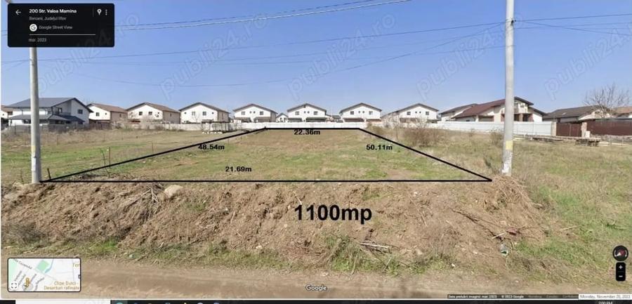 Teren de 1099 mp, în Berceni