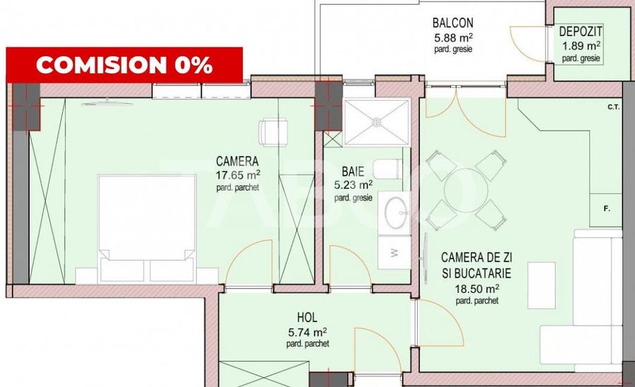 Apartament cu 2 camere decomandat în Mihai Viteazul
