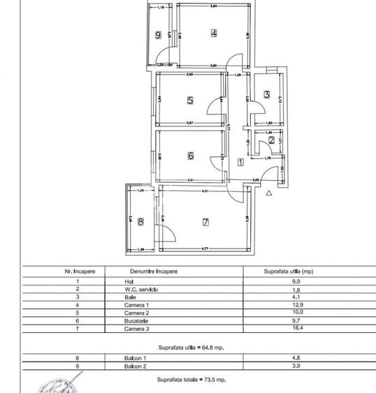 Apartament cu 3 camere decomandat în Faleza Nord