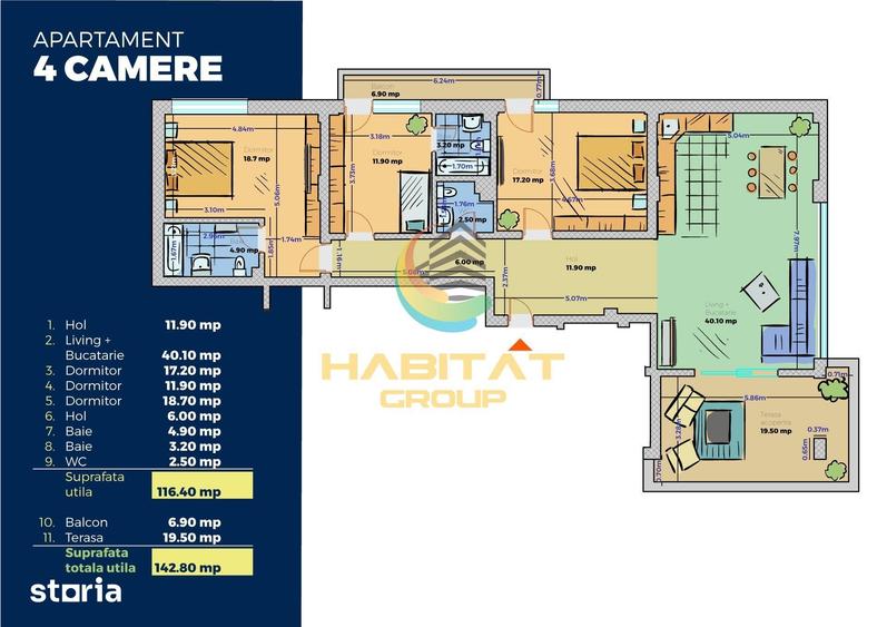 Apartament cu 4 camere în Berceni