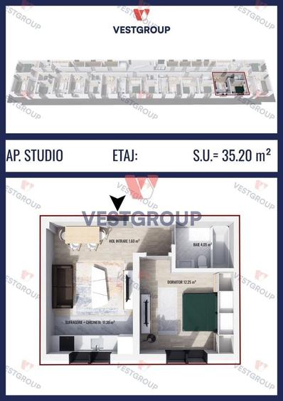 Apartament cu 3 camere în Roșu
