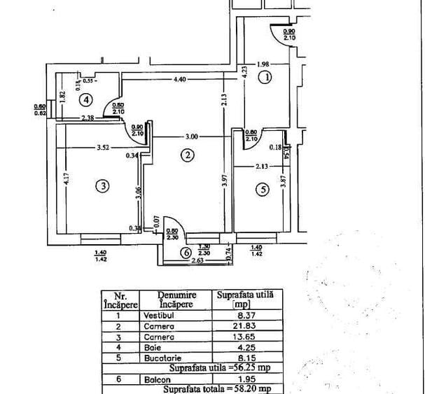 Apartament cu 2 camere semidecomandat în Central