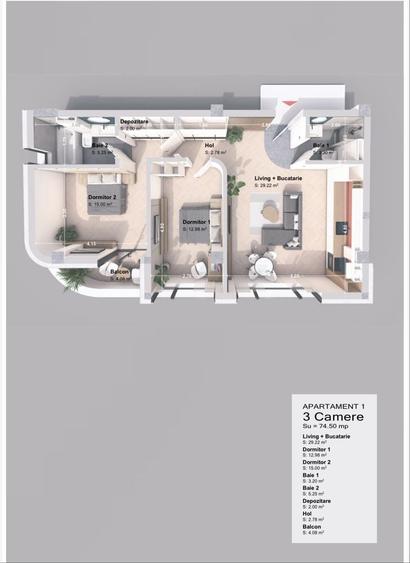Apartament 3 camere modern - 1