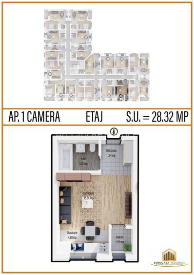 Garsoniera semidecomandata,Eurocasa Residence, Militari Residence