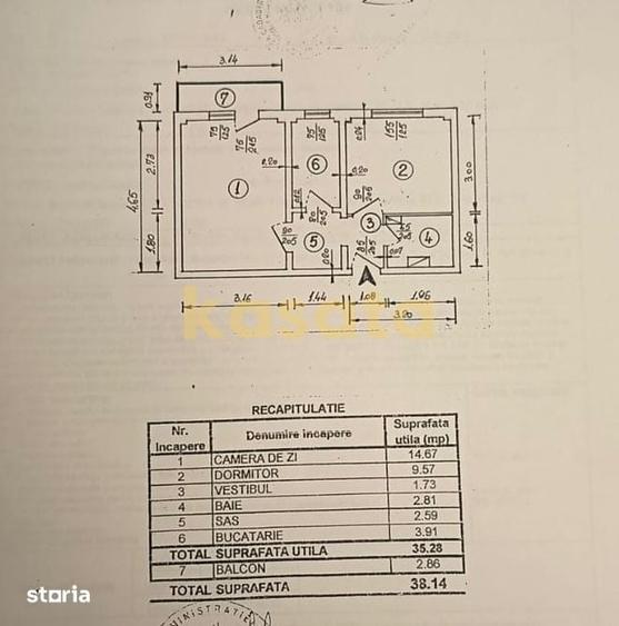 Apartament cu 2 camere decomandat în Tei