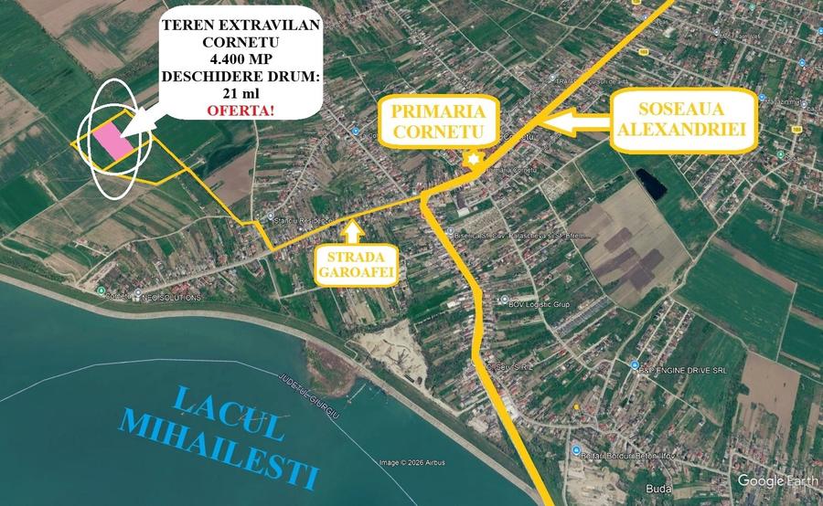 Direct proprietar – Teren 4.400 mp în Cornetu, Ilfov (deschidere 21 ml) - 2