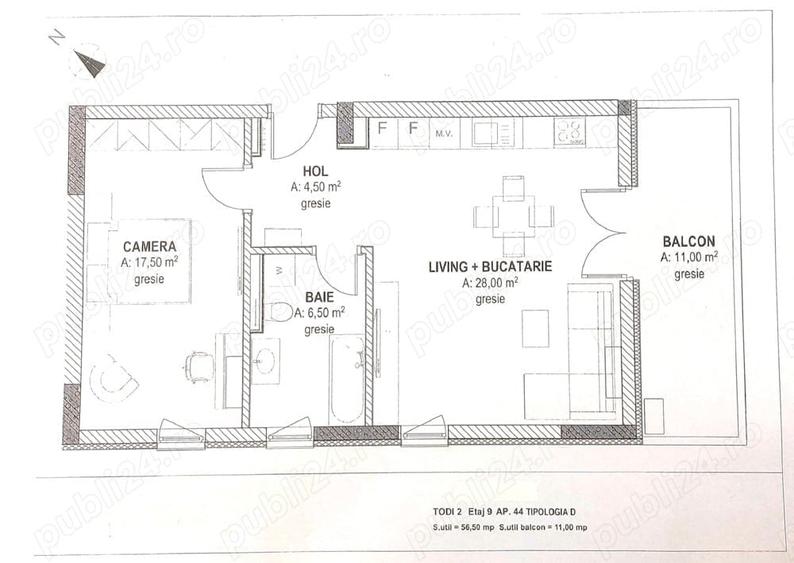 Apartament cu 2 camere în Torontalului