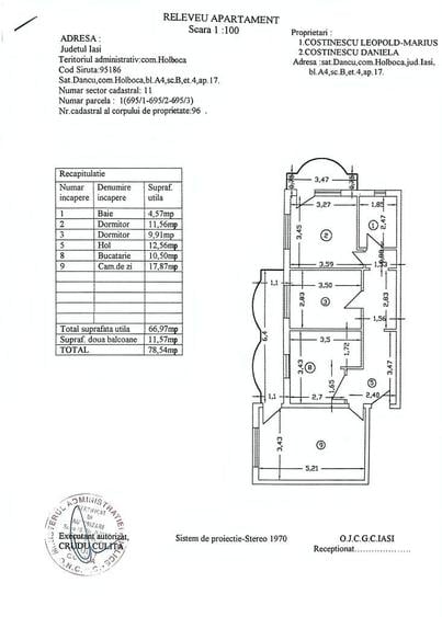 Apartament cu 3 camere decomandat în Dancu