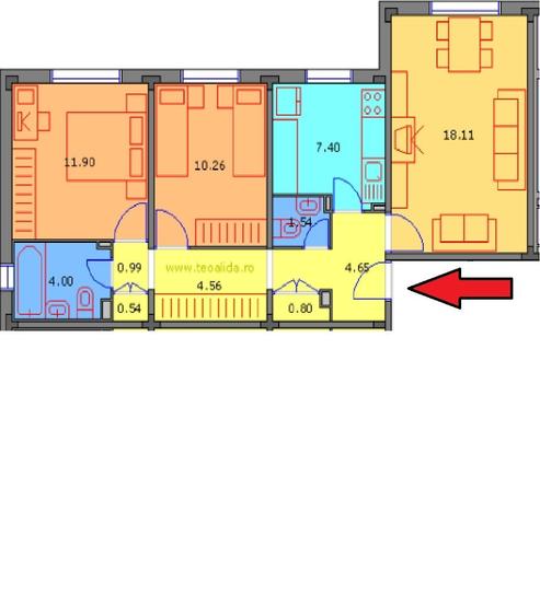 Apartament cu 3 camere decomandat în Olteniței