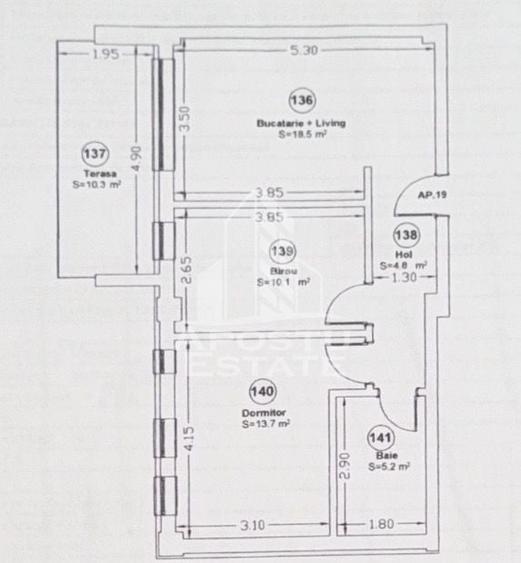 Apartament cu 3 camere semidecomandat, mobilat în Giroc