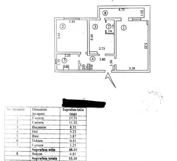 Apartament cu 2 camere decomandat în Mazepa 2