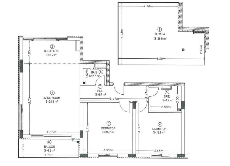 Apartament cu 3 camere semidecomandat în Zorilor